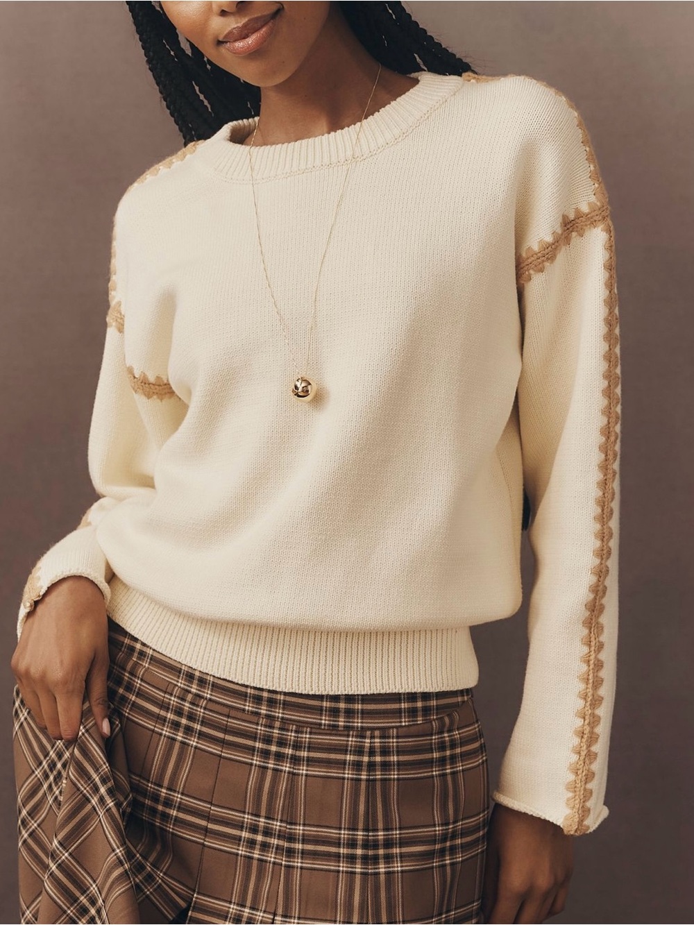 100% Cotton English Factory cream knit sweater NWT Size XXP